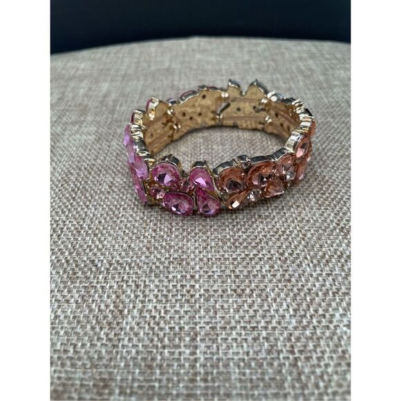 Women's Austrian Crystal Teardrop 2 Layer Marquise Cut Stretch Bracelet - Picture 8 of 9